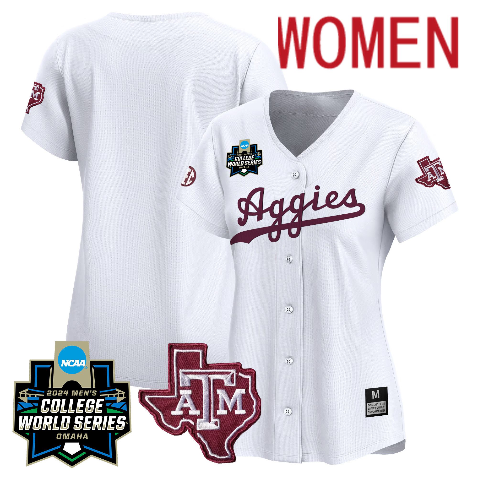 Women Texas A&M Aggies Blank White 2024 College World Series Vapor Premier Limited NCAA Jersey->customized nfl jersey->Custom Jersey